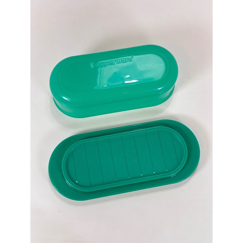 Vintage Tupperware Emerald Green Domed Butter Dish 2 Piece Set 638-9 637-11 - Picture 2 of 6